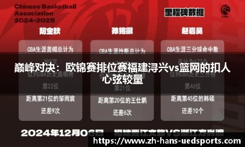 巅峰对决：欧锦赛排位赛福建浔兴vs篮网的扣人心弦较量